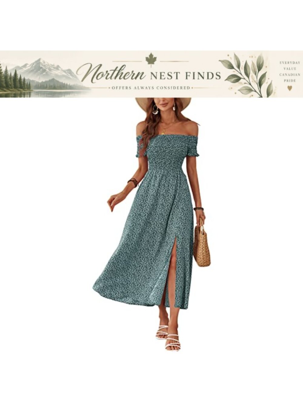 Women Bohemian Off Shoulder Floral Maxi Dress Ruffle Sleeve Summer Beach Casual